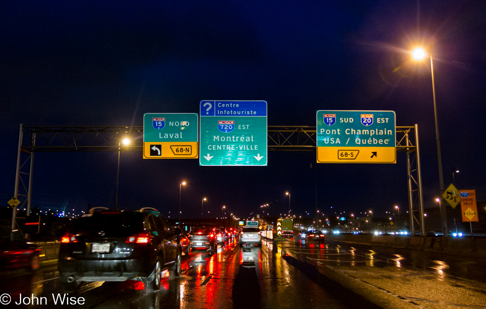 Entering Montreal in Canada