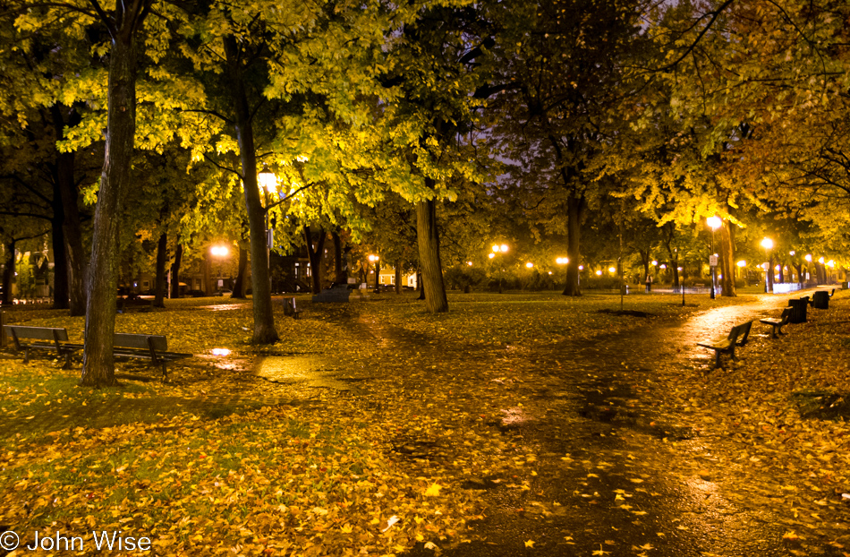 A quiet park on Rue de Square Saint Louis in Montreal, Canada