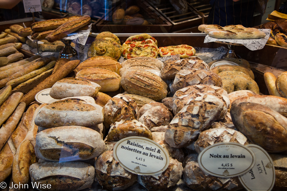 Fresh bread from a bakery at Jean-Talon Market in Montreal, Canada