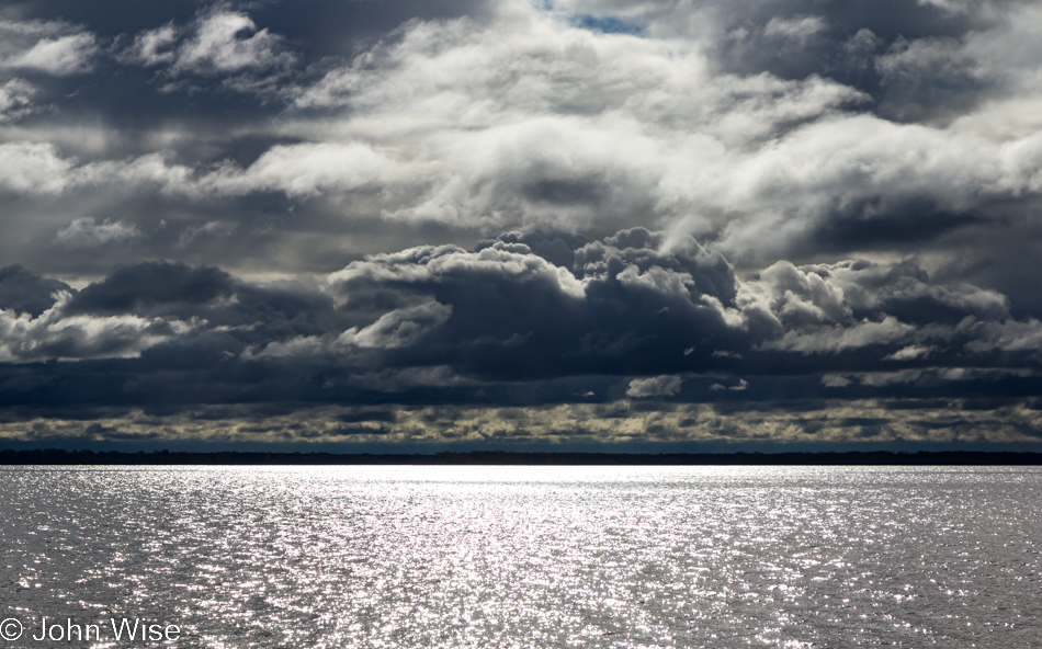 Looking over the St. Lawrence Seaway from Canada towards the United States