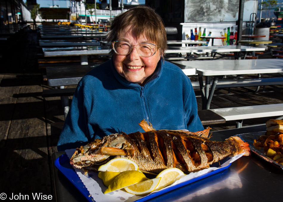 Jutta Engelhardt at the San Pedro Fish Market in California