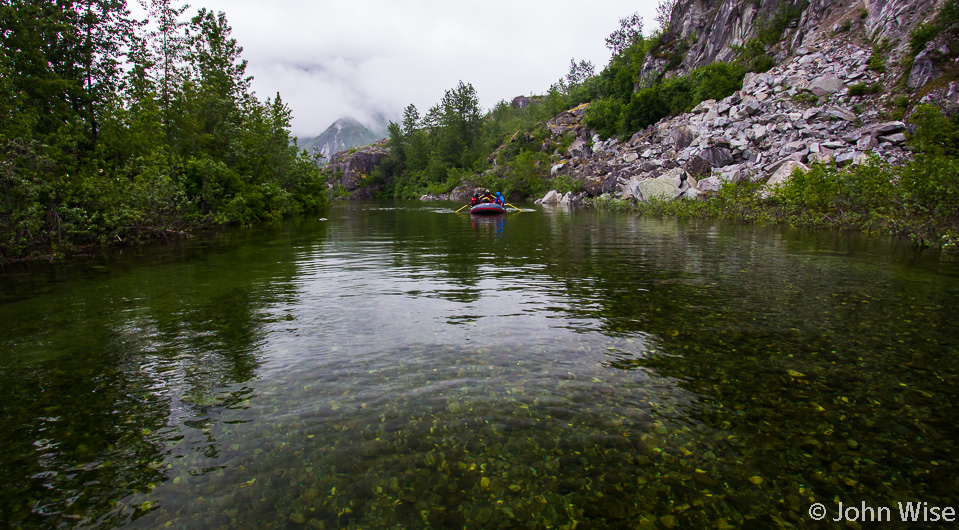 Floating on glass off the Alsek River in British Columbia, Canada