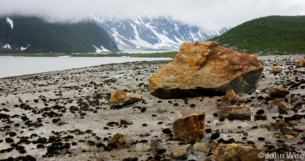 Debris finishing its ride to the river on the glacier. On Walker Glacier off the Alsek River in Alaska