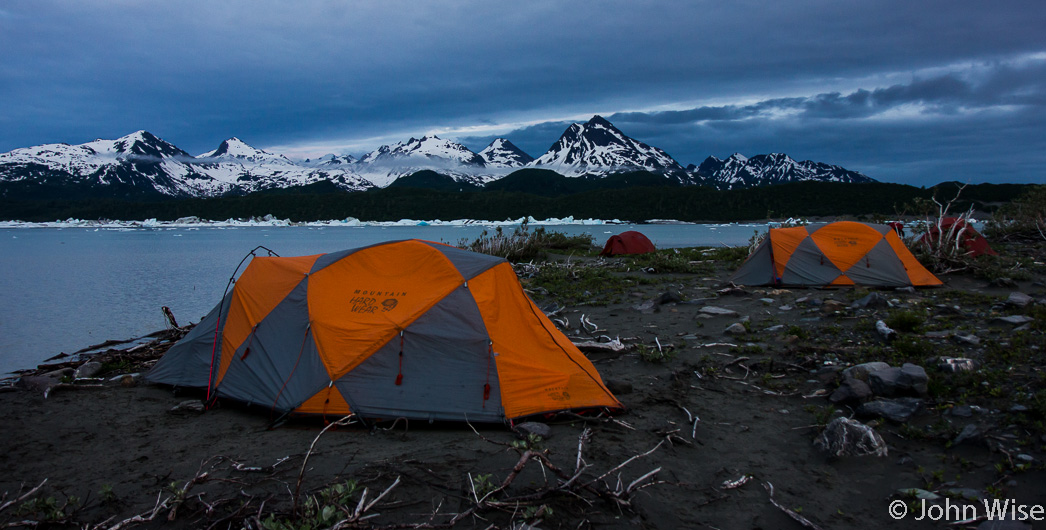 Our campsite on Alsek Lake in Alaska