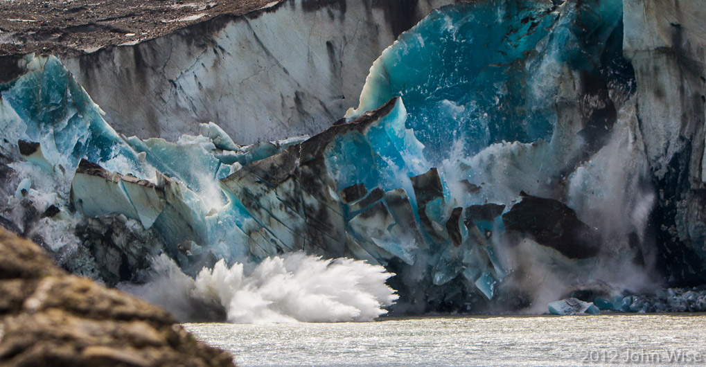 The Tweedsmuir Glacier calving into the Alsek River at Turnback Canyon in Tatshenshini-Alsek Provincial Park British Columbia, Canada