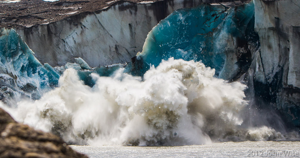 The Tweedsmuir Glacier calving into the Alsek River at Turnback Canyon in Tatshenshini-Alsek Provincial Park British Columbia, Canada