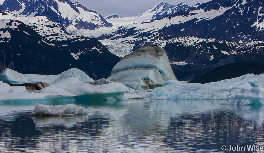 Icebergs floating in Alsek Lake, Alaska