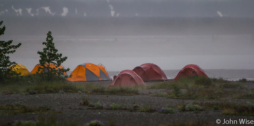 We make camp at the confluence of the Tatshenshini and Alsek Rivers in British Columbia, Canada