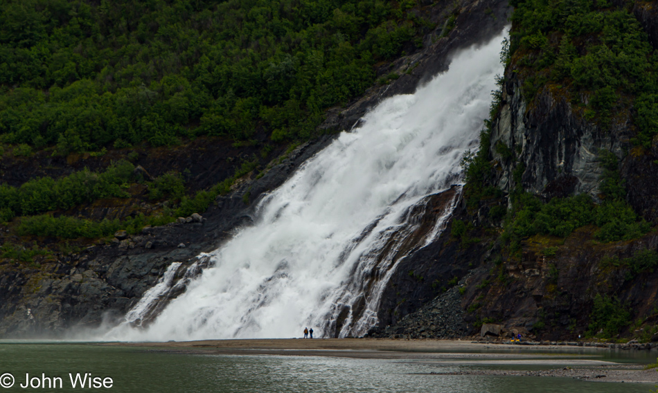 Waterfall next to Mendenhall Glacier
