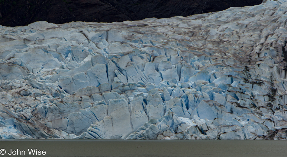 Closeup of the face of Mendenhall Glacier in Juneau, Alaska