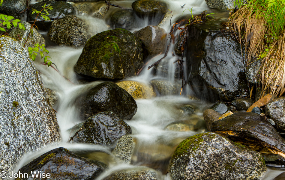 Water streaming over rocks in Juneau, Alaska