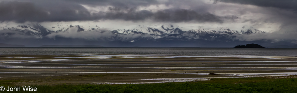 Driving north from Mendenhall glacier towards the roads end outside of Juneau, Alaska