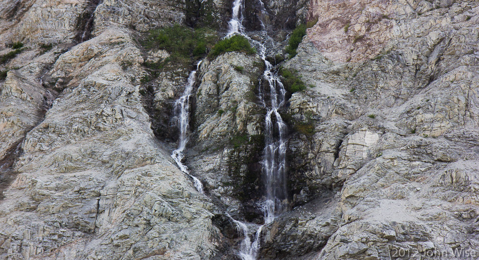 A waterfall in the cliff next to our rest stop in Kluane National Park Yukon, Canada