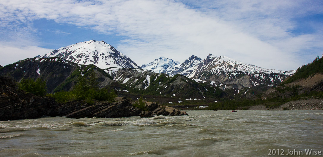 Exiting the S-Curve rapids and leaving the Yukon in Canada on the Alsek River