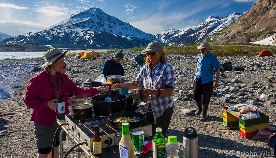 A typical kitchen on an extended river trip. Tatshenshini-Alsek Provincial Park British Columbia, Canada