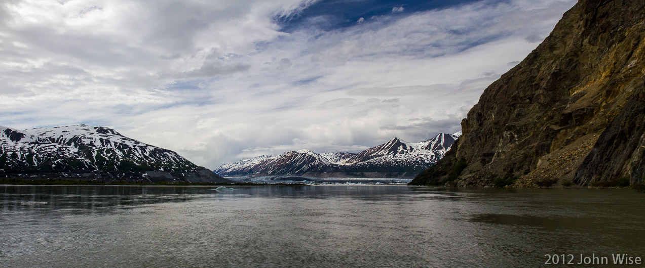 Looking upstream Lowell Glacier and its lake start to fade from view. Kluane National Park Yukon, Canada