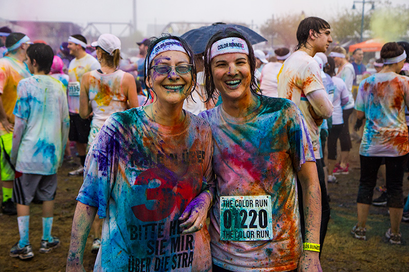 Caroline Wise and Jessica Aldridge at the Color Run in Tempe, Arizona