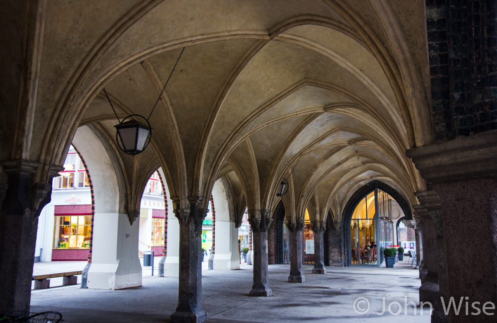 Archway that is part of the Rathaus (city hall) in Lübeck, Germany