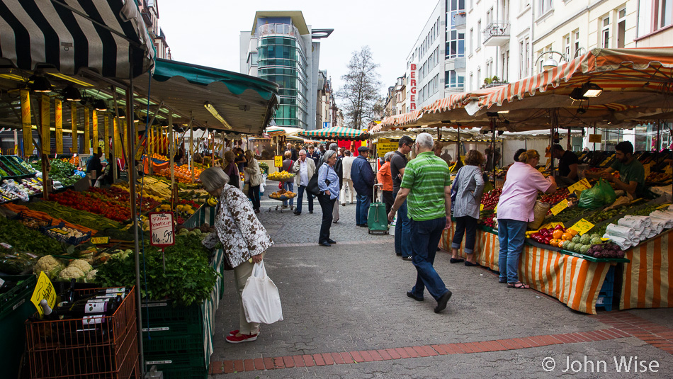 An open air market in the Bornheim area of Frankfurt, Germany