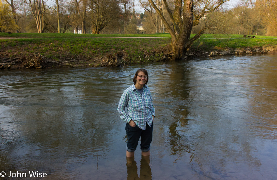 Caroline Wise in the Ilm River in Weimar, Germany