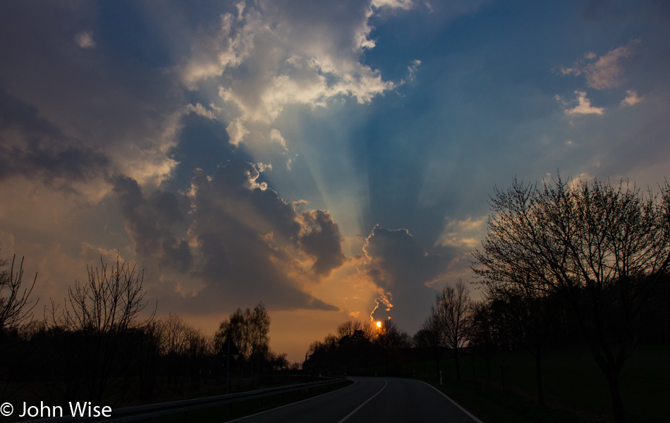 Sunset on the road to Zittau, Germany