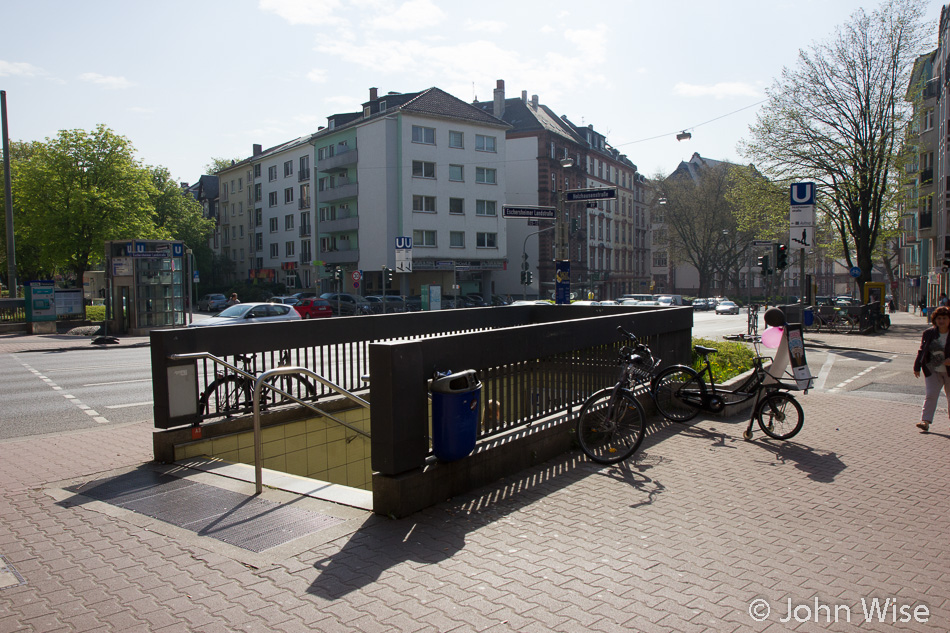 Holzhausenstrasse U-Bahn (subway) entrance and exit in Frankfurt, Germany