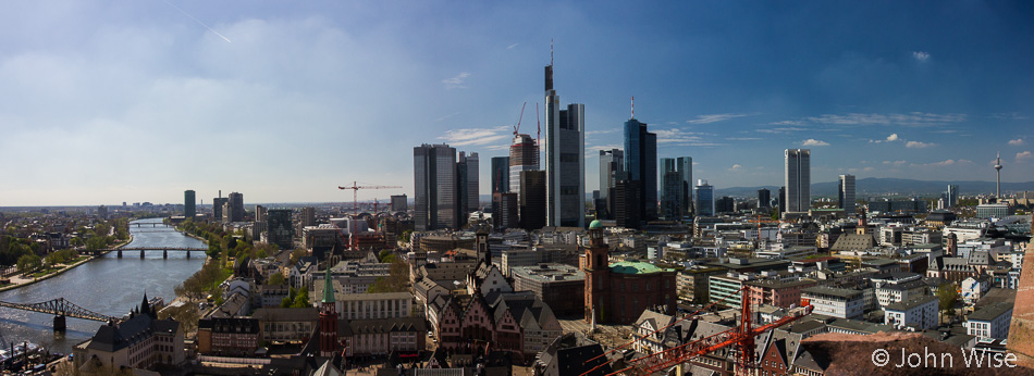 View from on top of the Dom tower in Frankfurt, Germany