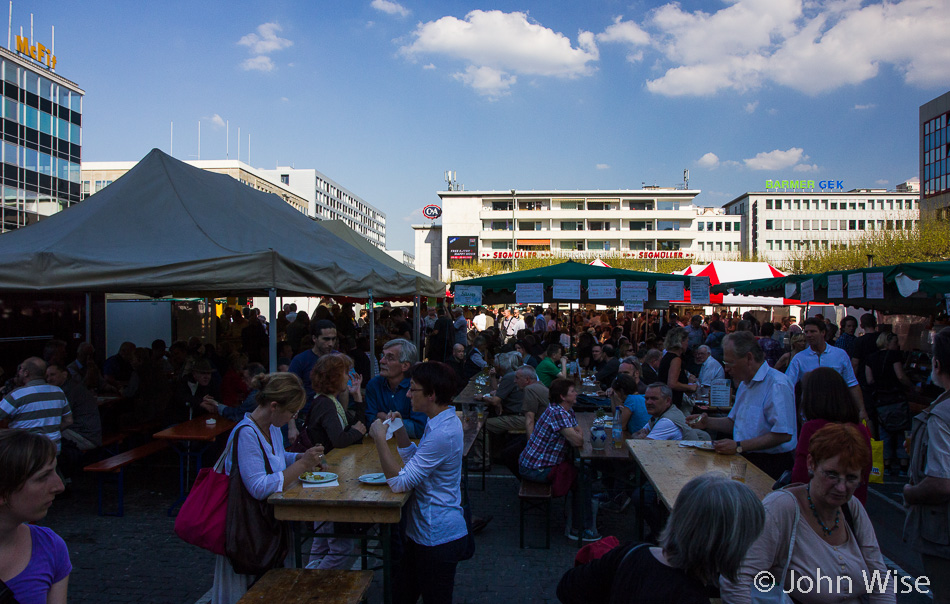 Wine fest and open-air market at Konstablerwache in Frankfurt, Germany