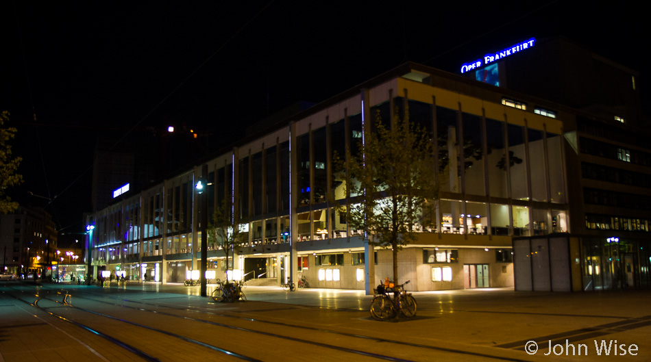 The theater at Willy-Brandt Platz where we catch the U-Bahn home in Frankfurt, Germany