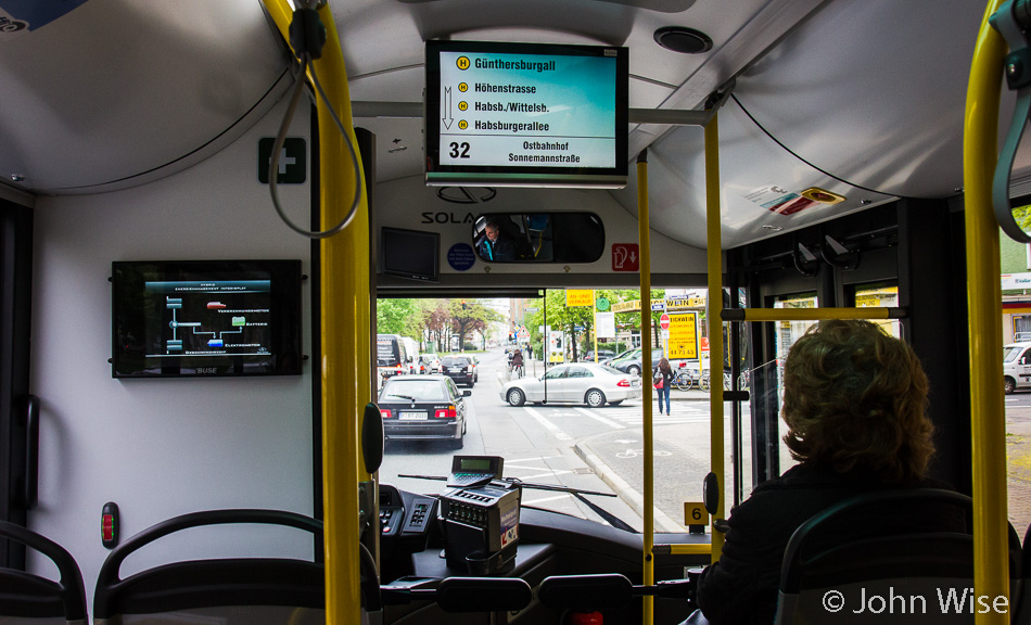 A hybrid bus in Frankfurt, Germany