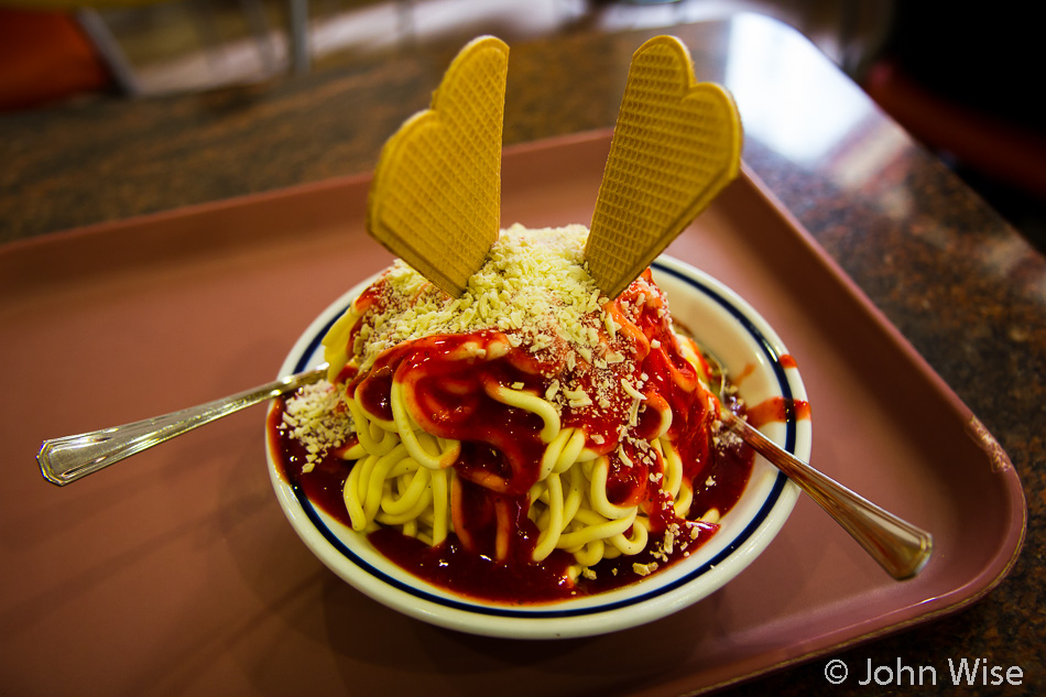 Spaghetti Eis from Cafe Christina in Frankfurt, Germany