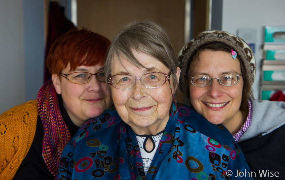 Stephanie Engelhardt, Jutta Engelhardt, and Caroline Wise - this is the first picture of these three together since Jutta's daughters became adults. Frankfurt, Germany