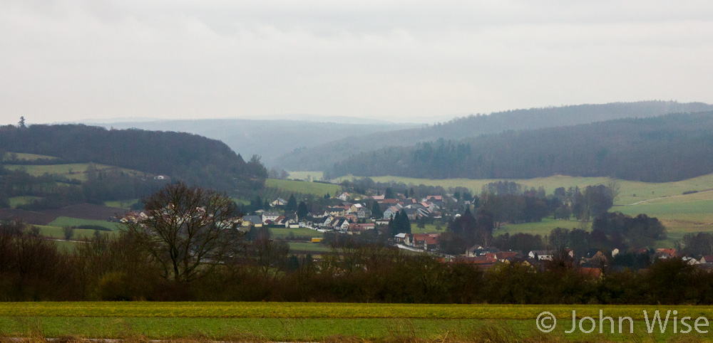 The view from a roadside toilet facility called Krachgarten on the autobahn in Germany