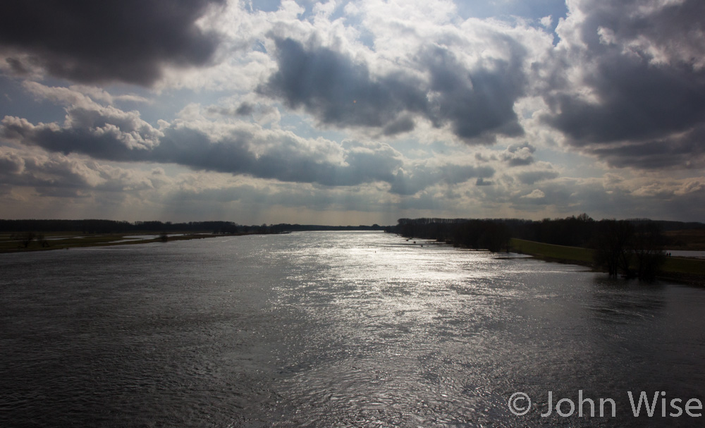 The Elbe River during the late afternoon in the Wittenberge area of Germany