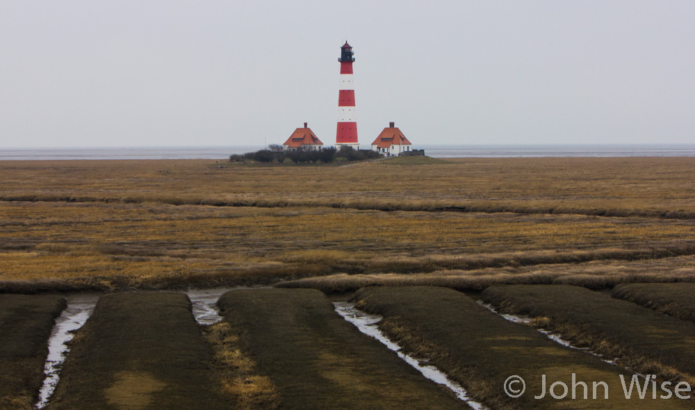 The lighthouse in Westerhaver, Germany on the Wattenmeer