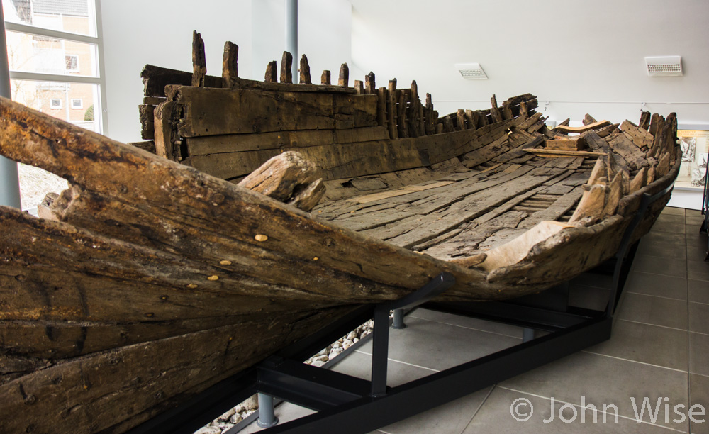 An old ship wreck on display at the North Frisian Maritime Museum in Germany