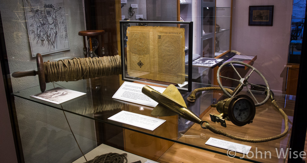 A device for measuring the speed of a water craft as measured in "knots" on display at the North Frisian Maritime Museum in Husum, Germany