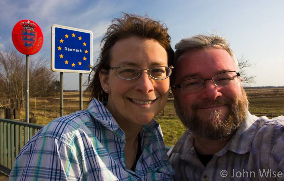 Caroline and John Wise about to enter Denmark for the first time