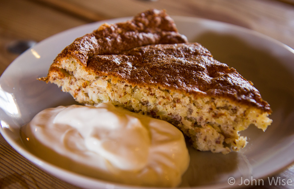 Potato cake and sour cream at the Høyer windmill and museum in Denmark