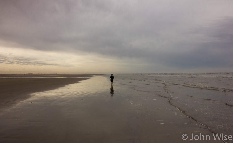 Caroline Wise walking the beach on Rømø Island in Denmark