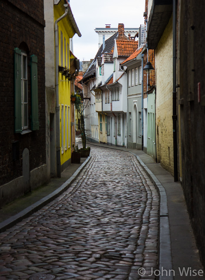 A narrow street in Lübeck, Germany