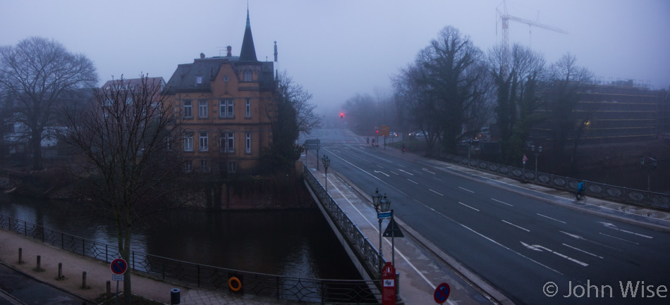 Looking up Ilmenaustrasse in Lüneburg, Germany