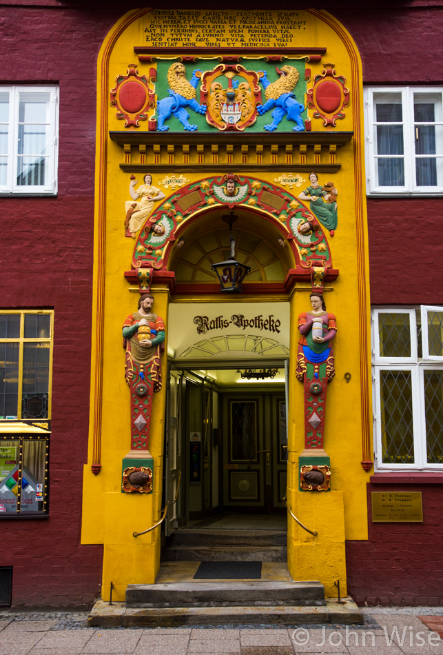 Colorful entry to a pharmacy in Lüneburg, Germany