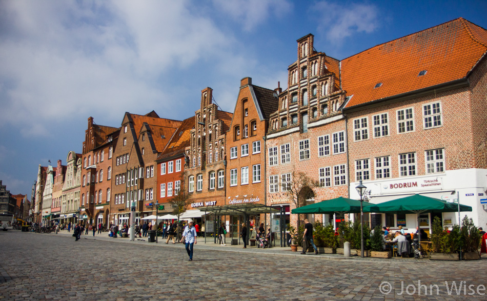 On one of the many shopping streets in Lüneburg, Germany