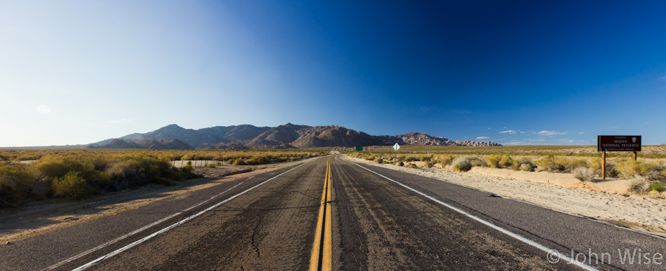 Driving into the Mojave Desert in California