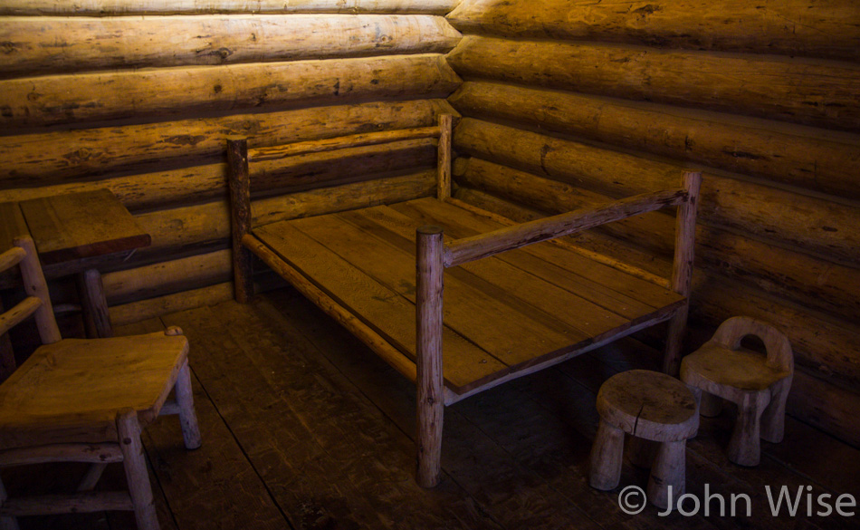 Inside the replica of Fort Clatsop in Oregon