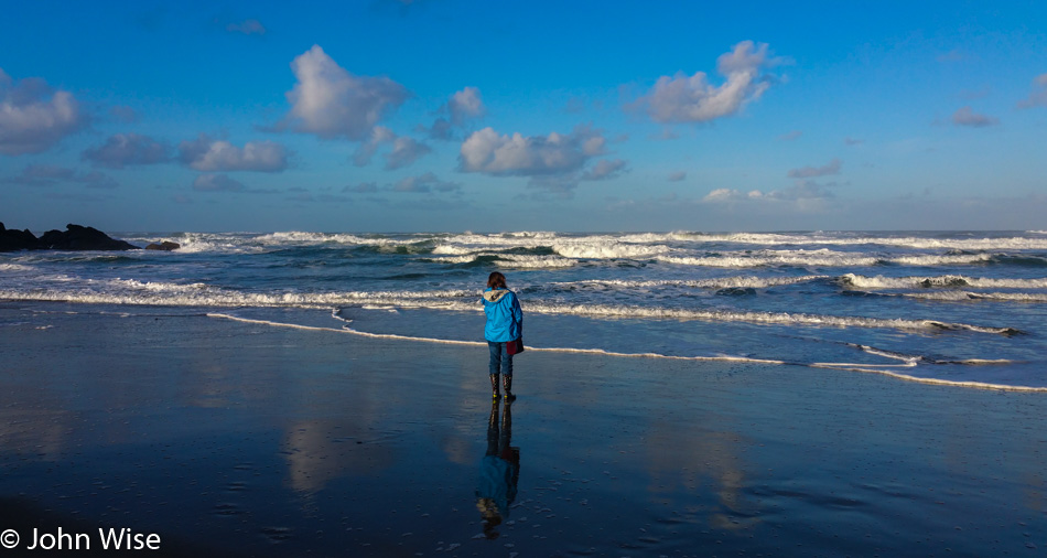 Caroline Wise on the beach in Oregon