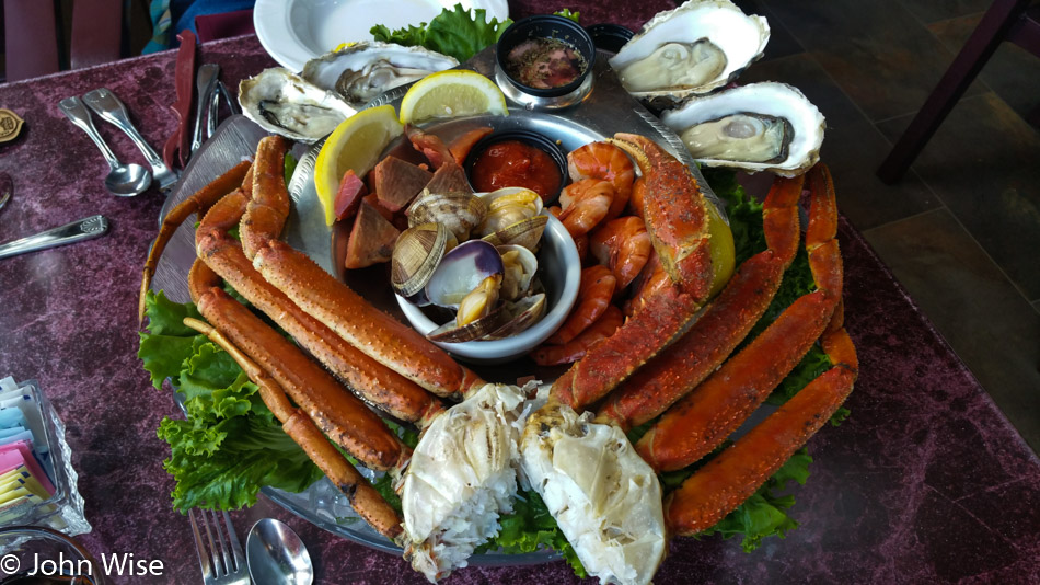 Seafood tower at the Pump House in Fairbanks, Alaska