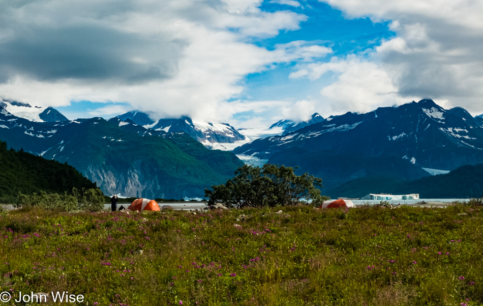 Camp on the Alsek Lake in Alaska