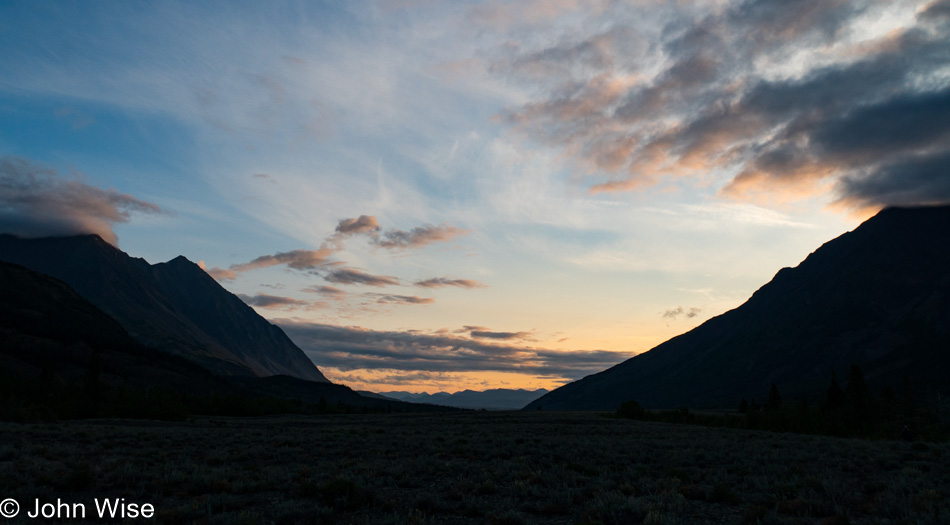 On the banks of the Dezadeash River in Yukon, Canada at sunrise